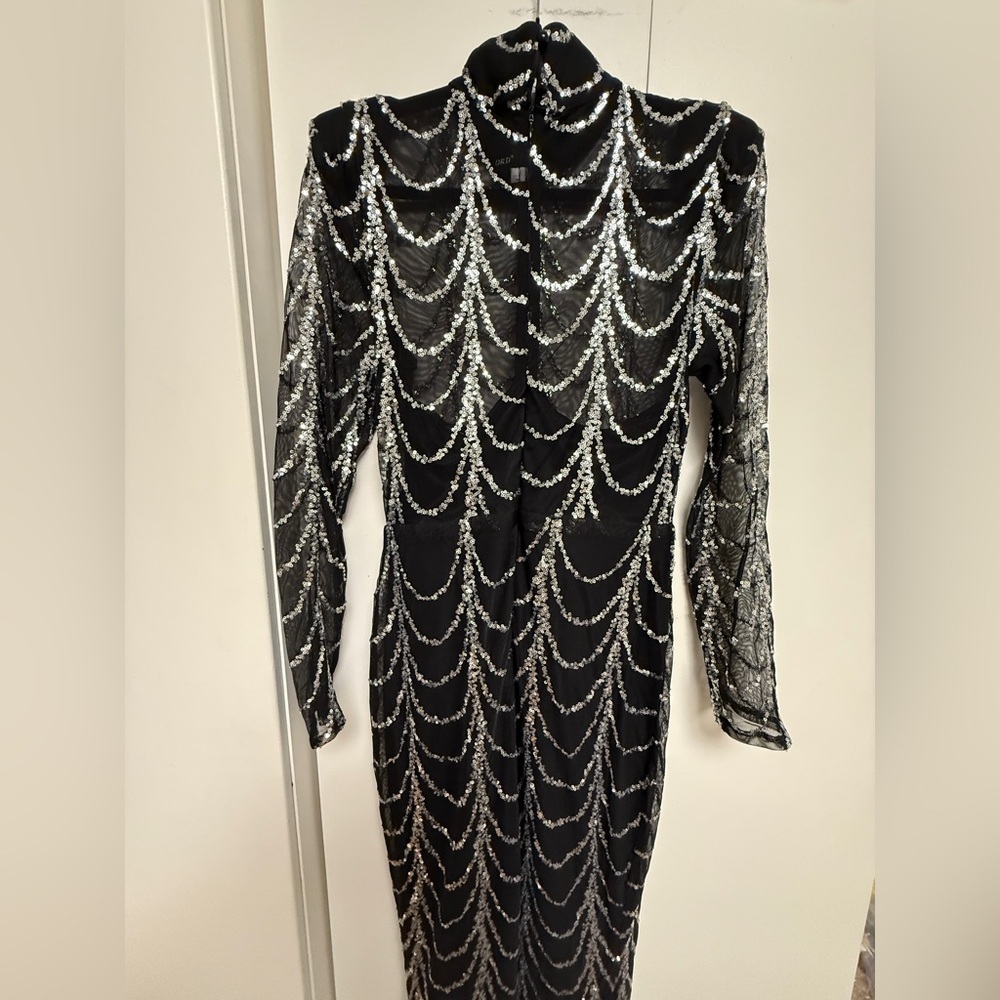 Shein Elegant Black and Silver Sequin Dress Size Large - Picture 11 of 14